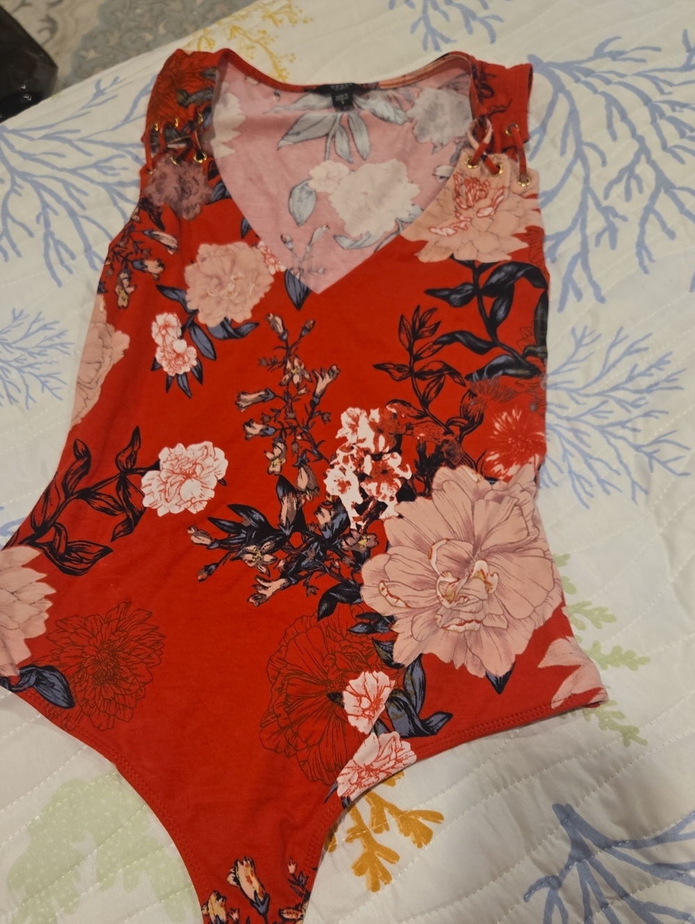Floral Red Girls' One-Piece Bodysuit For A Special Occasion